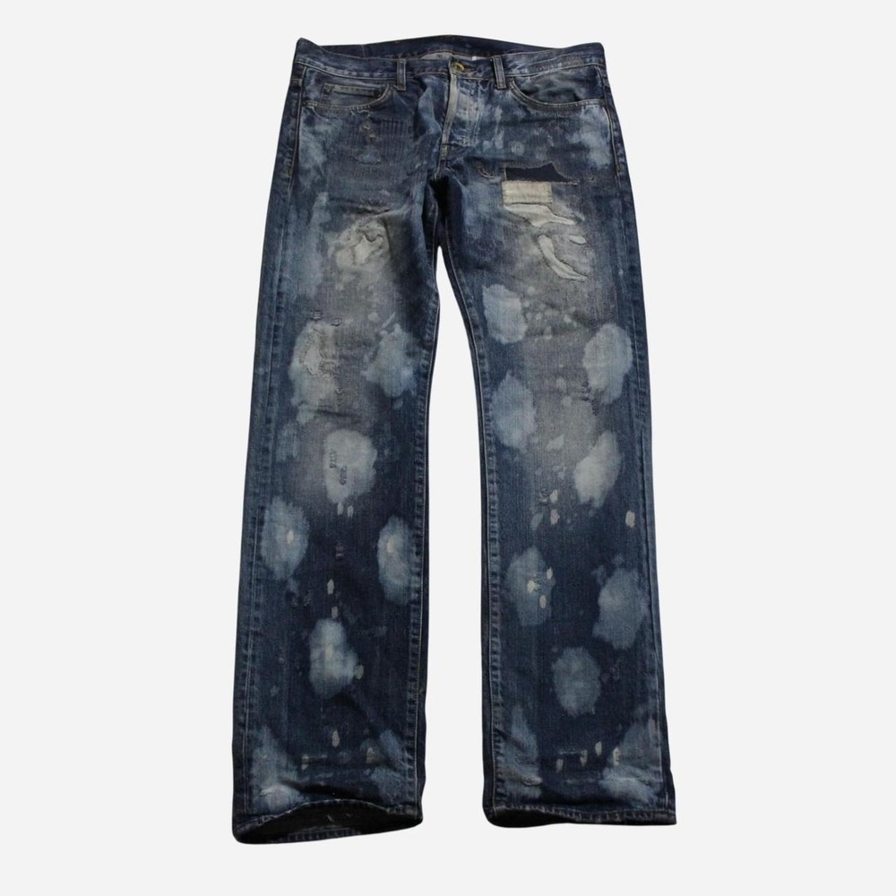 Mens Y2K Grunge Punk Skater Streetwear Distressed Acid Wash Straight Fit Jeans